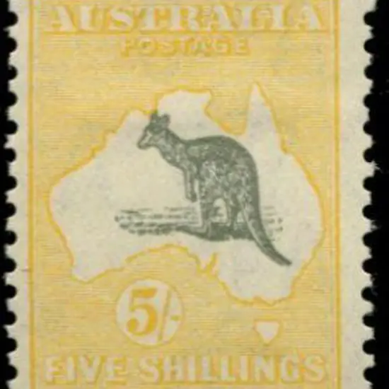 1931-47 CofA 5/- grey & yellow. Fine MVLH example. ...