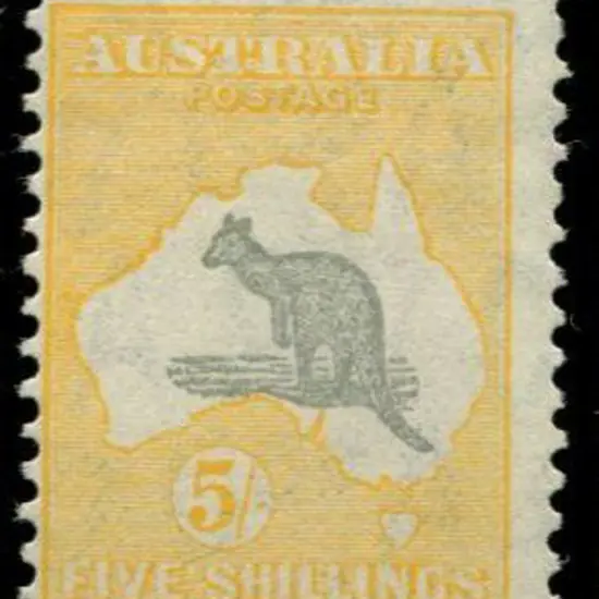 1931-47 CofA 5/- grey & yellow-buff with duty ...