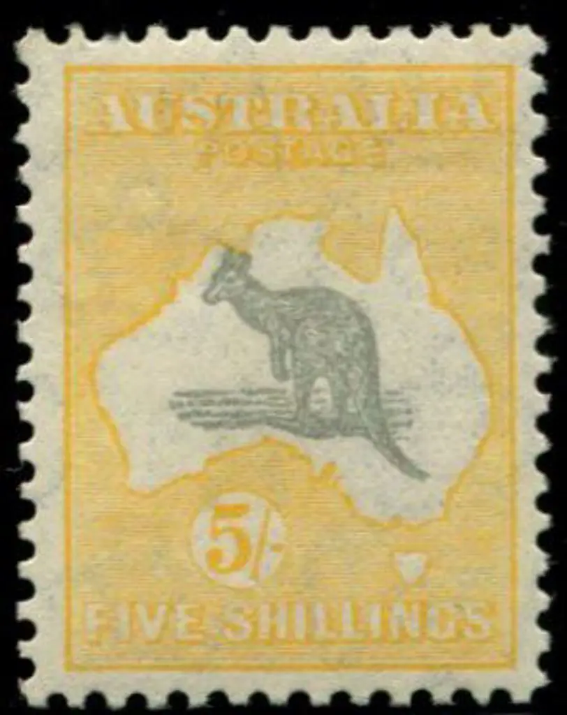 1931-47 CofA 5/- grey & yellow-orange with duty ... Image 1++