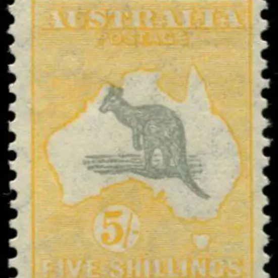 1931-47 CofA 5/- grey & yellow-orange with duty ...