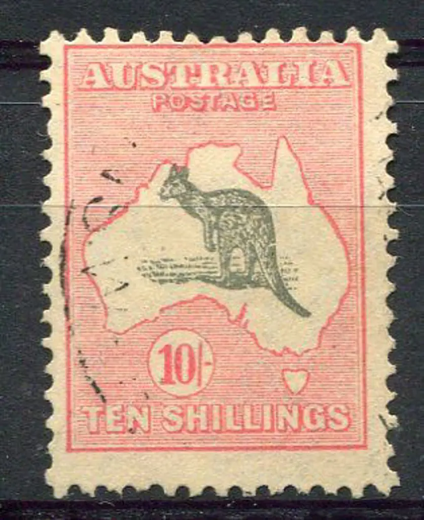 1931-47 CofA 10/- grey & pink with "muzzled ... Image 1++