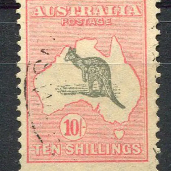 1931-47 CofA 10/- grey & pink with "muzzled ...