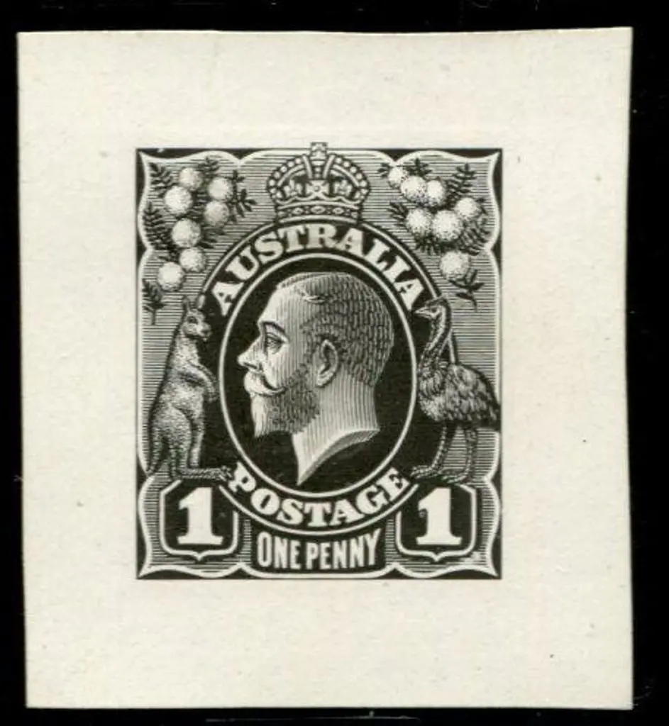 State 1 Die Proof in black on cut down highly ... Image 1++