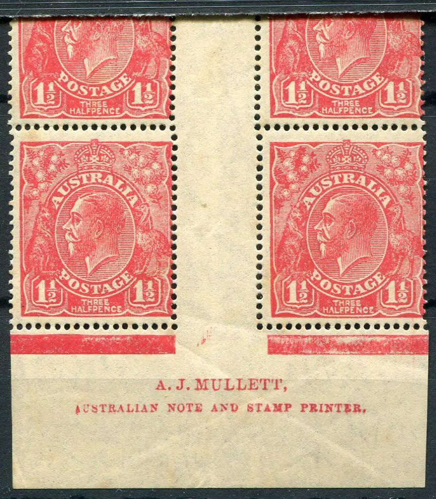 ½d red, Die II, plate 1a Mullett imprint gutter ... Image 1++