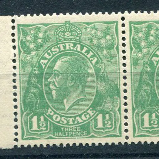 1½d green left selvedge positional pair from ...