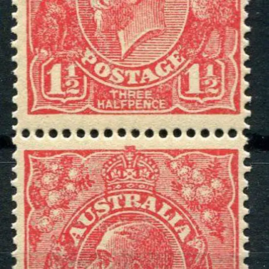 1½d red vertical pair with "white flaw below ...