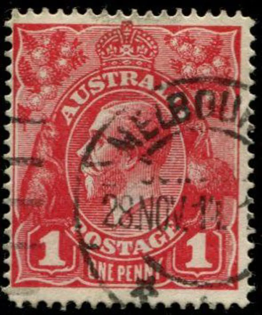 1d deep red, Die II, single line perf. Light diag ... Image 1++