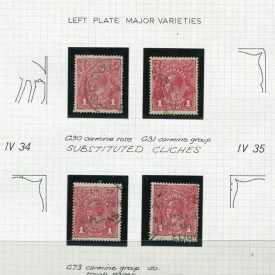 1d red left pane plate varieties with "substitute ...