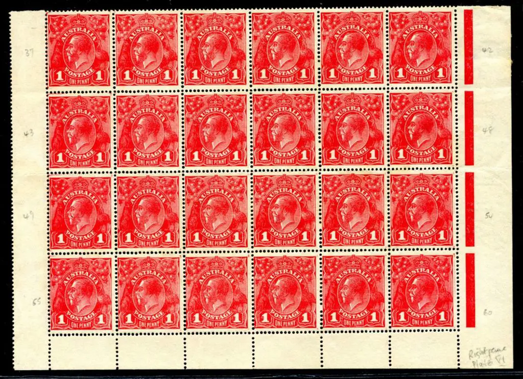 1d bright red (G11), plate 3, pane 6. No monogram ... Image 1++