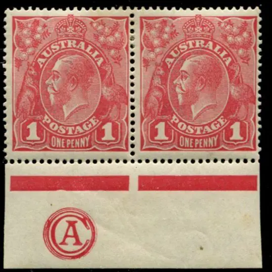 1d scarlet aniline (G18), plate 1, CA monogram ...