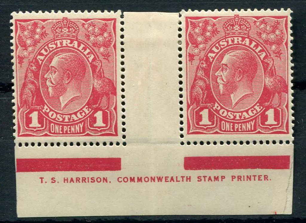 1d carmine Harrison one-line imprint mint pair ... Image 1++