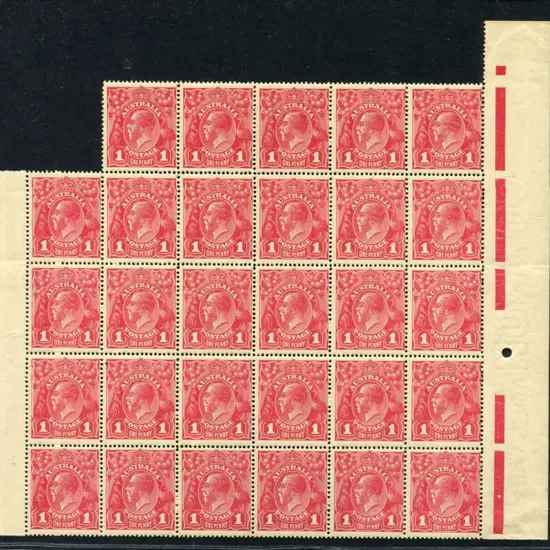 1d carmine rose (G30), plate 3, pane 6 irregular ...