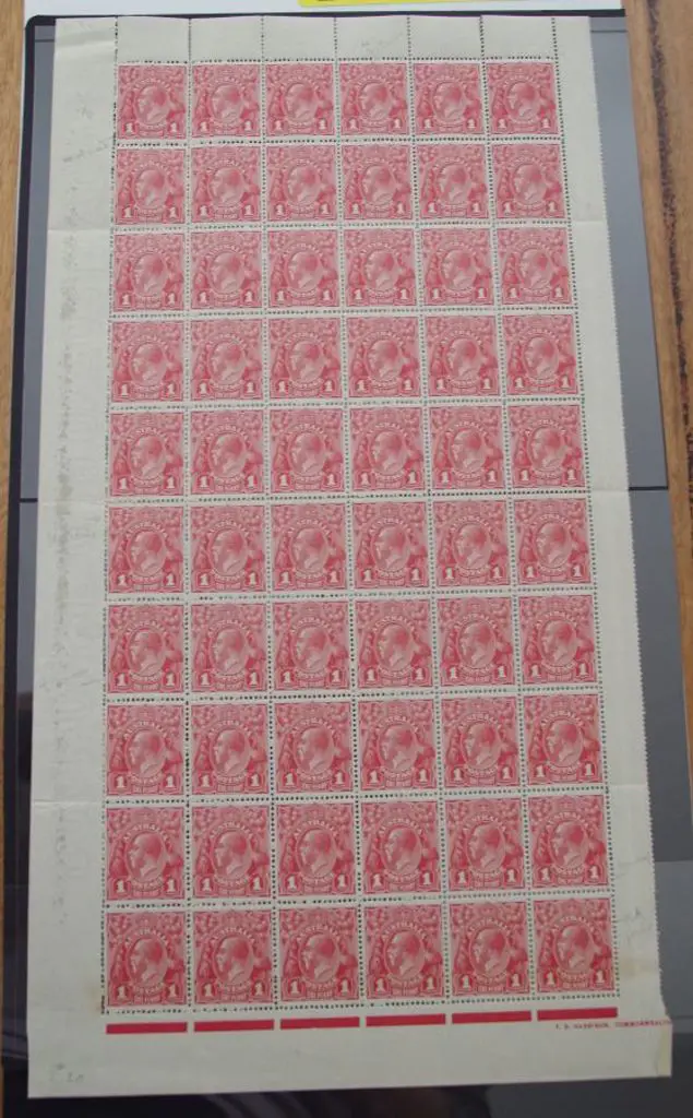 1d carmine red (G31), plate 4. Complete pane 7 ... Image 1++