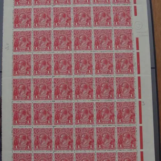 1d carmine red (G31), plate 3, pane 6 complete ...