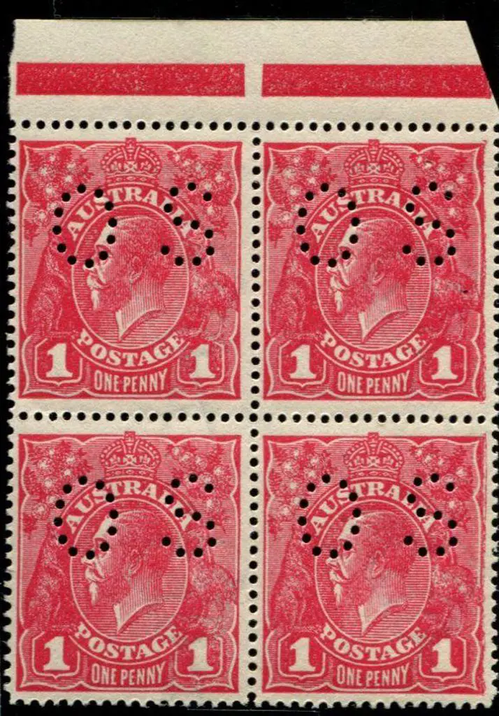 1d rosine (G69) perfined "OS" top marginal block ... Image 1++