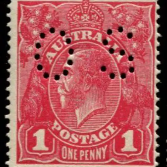 1d deep rosine (G70) on rough paper perfined "OS". ...