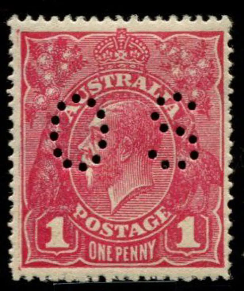 1d damson (G70½) on rough paper perfined "OS". MH. ... Image 1++