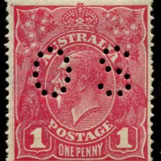 1d damson (G70½) on rough paper perfined "OS". MH. ...