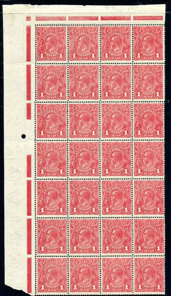 1d carmine rose on rough paper (G74), plate 1 top ... Image 1++