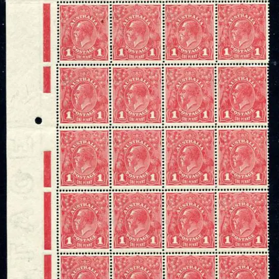 1d carmine rose on rough paper (G74), plate 1 top ...