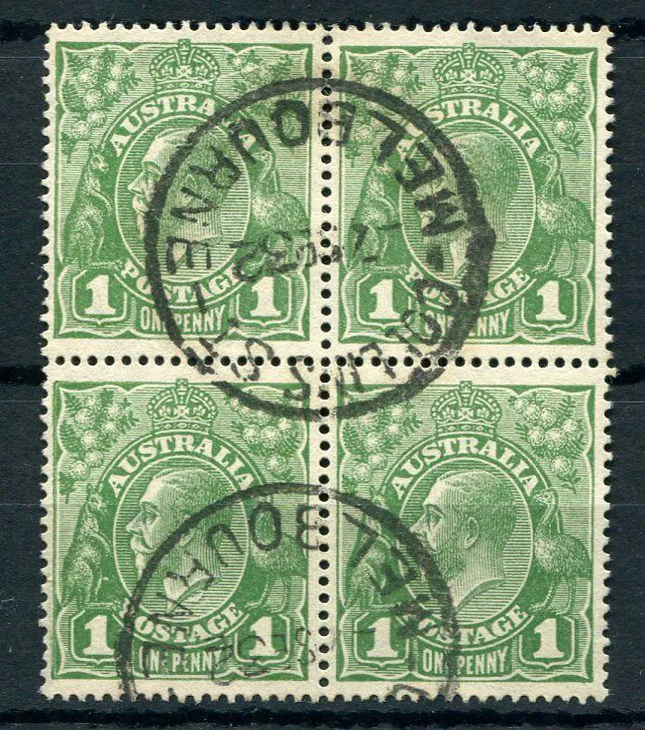 1d green block of 4 with "wattle line", "nick near ... Image 1++