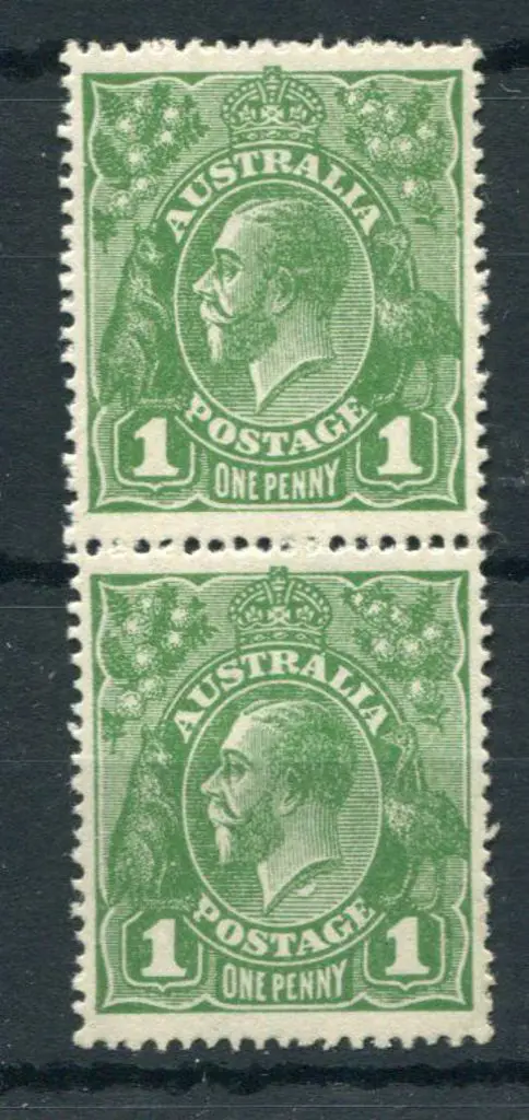 1d green vertical pair with "wattle line" & "flaw ... Image 1++