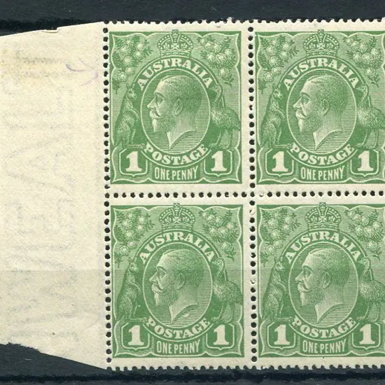 1d green, pane 7 positional block of 4 (7.31, ...