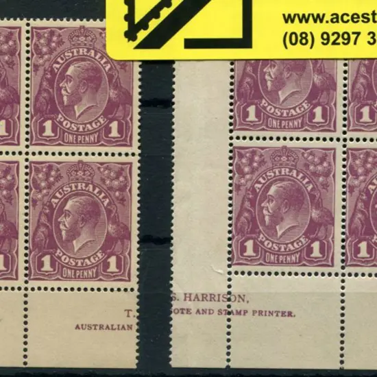1d violet in two different part imprint blocks of ...
