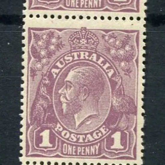 1d violet in vertical strip of 3 with two "wattle ...