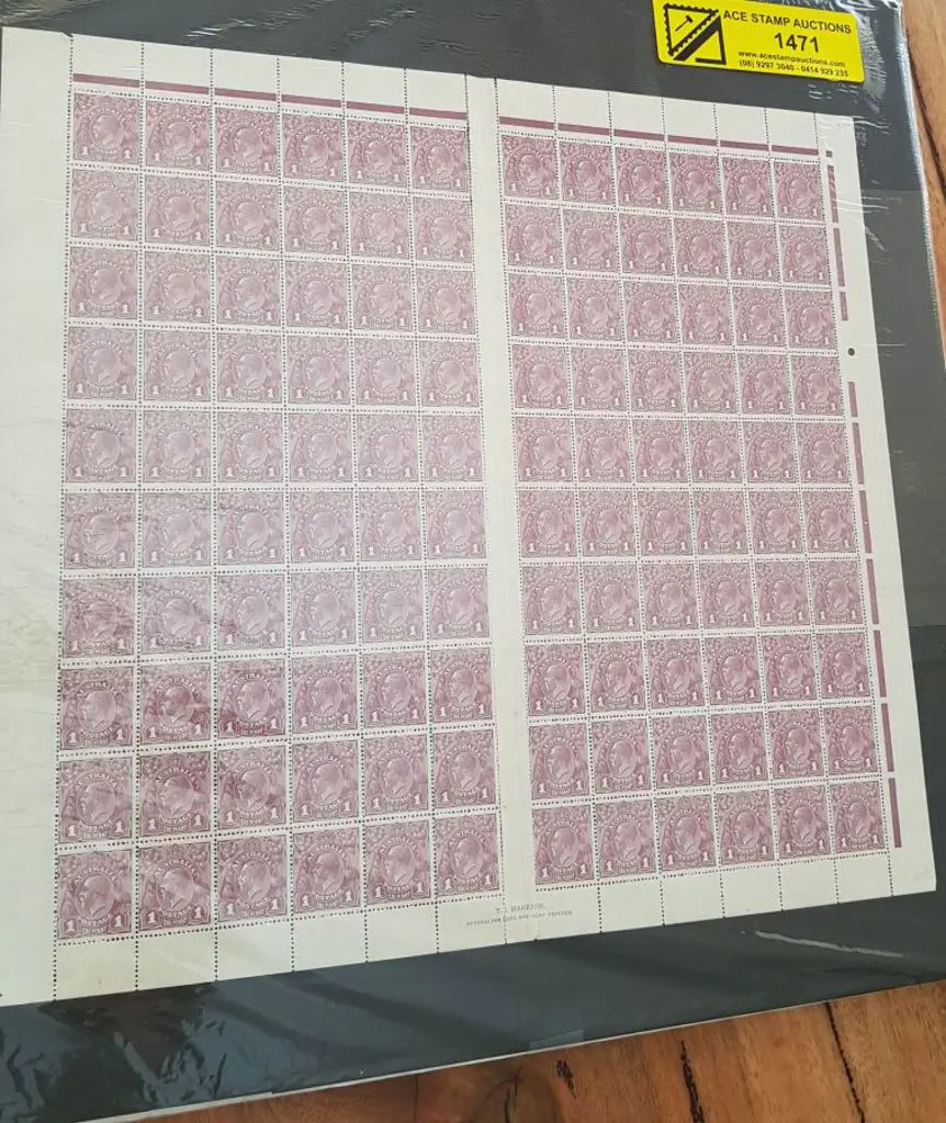 1d violet, Die III in a complete sheet of 120, ... Image 1++