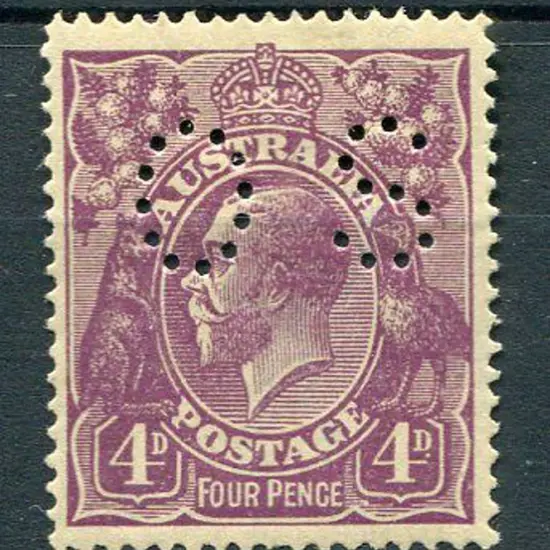 4d violet, perfined "OS" with "white spot under ...