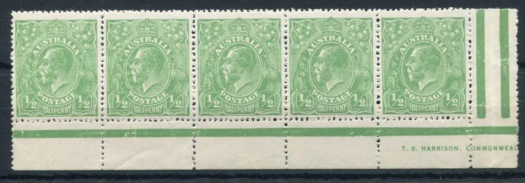 1918-20 Large Mult Perf.14 ½d green, plate 6 ... Image 1++