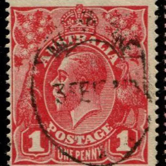 1d deep red (G103) from 1918 Cooke printing. Fine ...