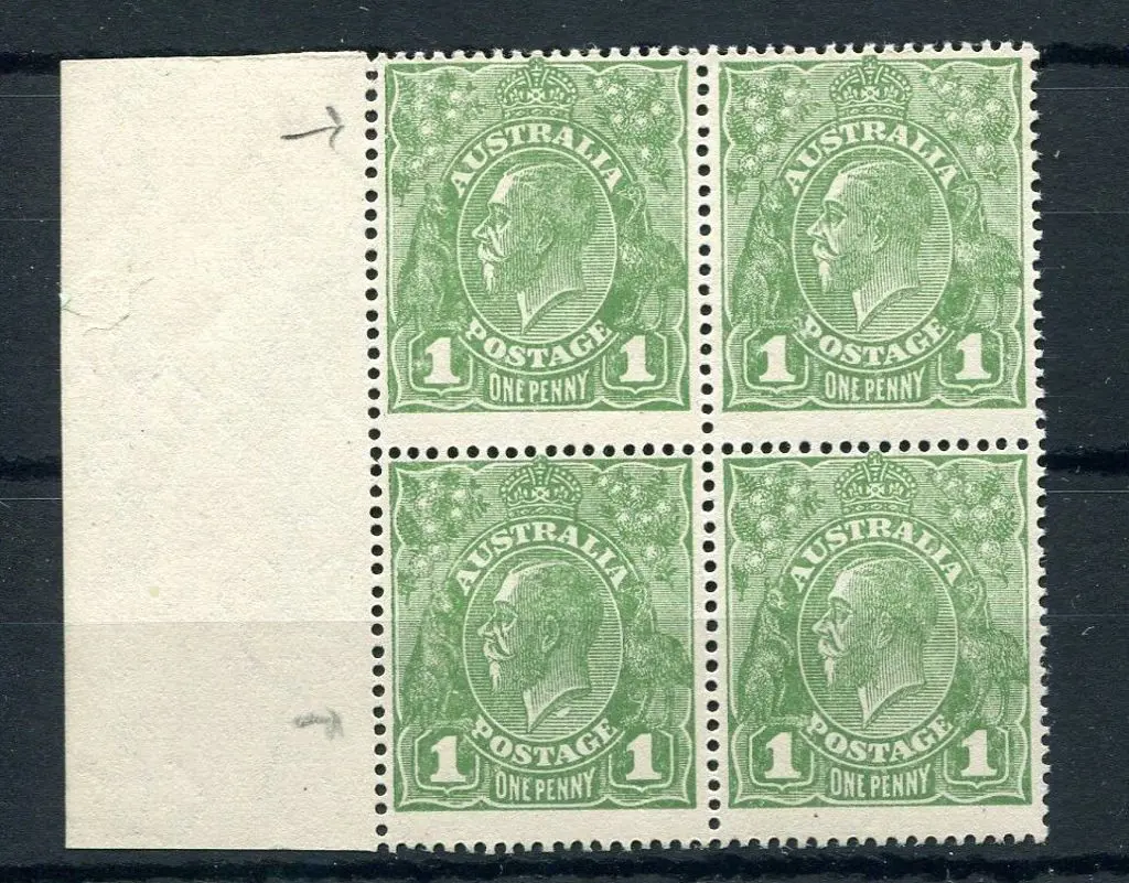 1d green selvedge left block of 4 (VII 31 & 32/ ... Image 1++