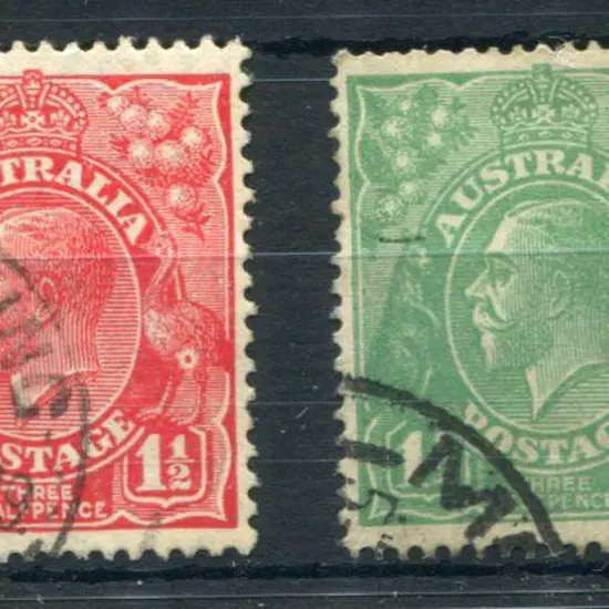 1½d red Die II, with "bullet hole in emu" variety ...