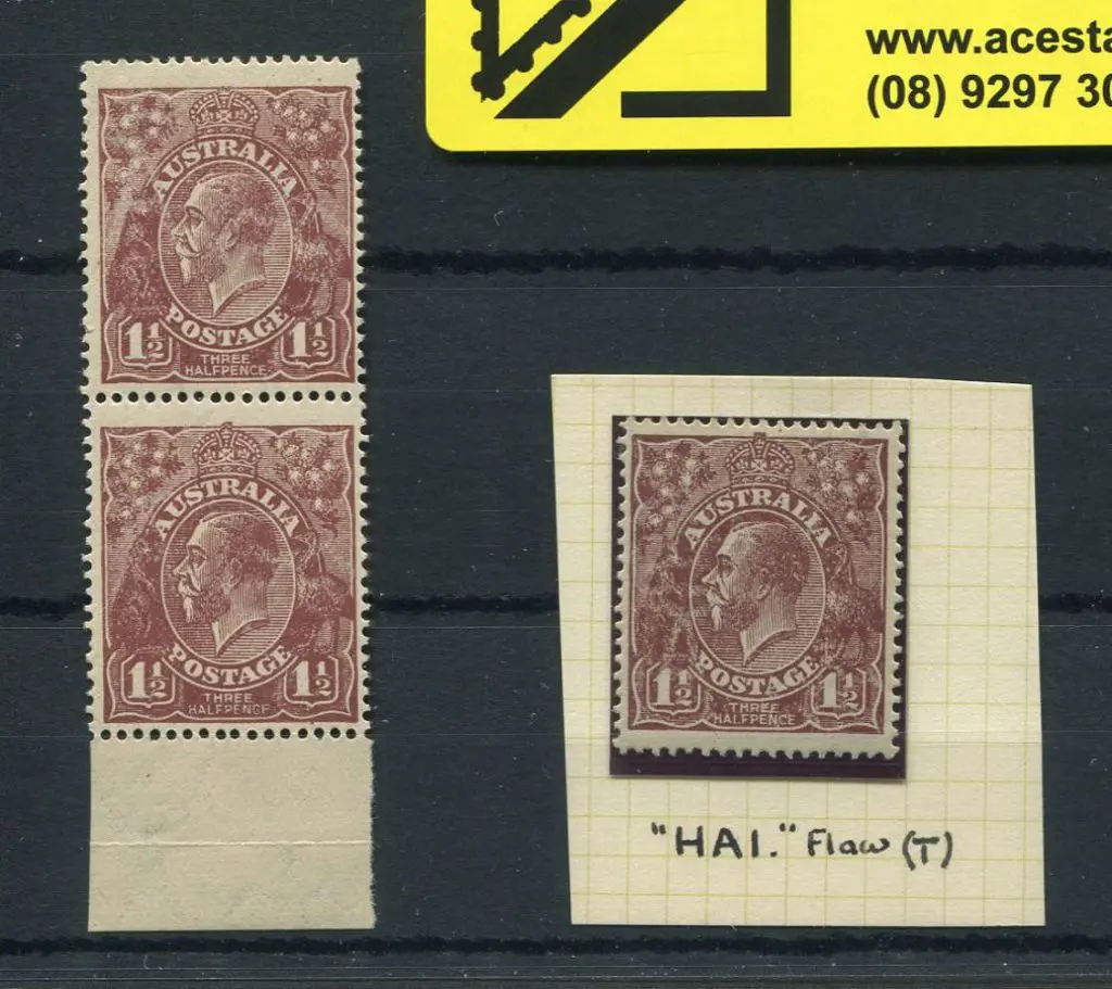 1½d brown with "halfpence" variety. MLH (ACSC ... Image 1++