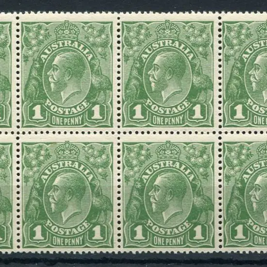 1d green positional block of 8 from plate 7 with ...