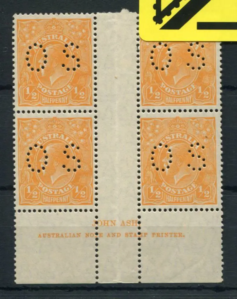 1926-30 SM watermark Perf 13½x12½ ½d orange Ash ... Image 1++