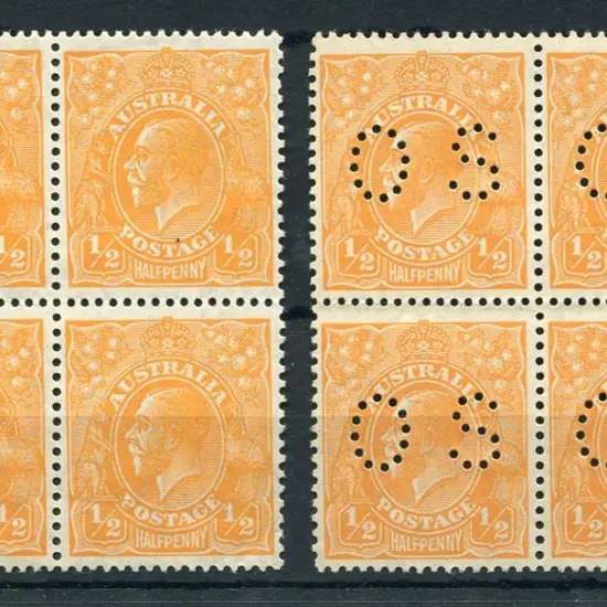 ½d orange in 2 MUH blocks of 4 with one perfined ...
