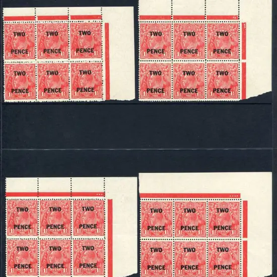 1½d golden scarlet with "TWO PENCE" surcharge on ...