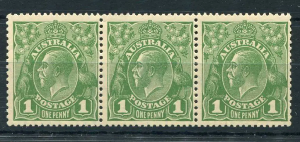1d green Die II, Die II & Die I strip of 3. MVLH ... Image 1++