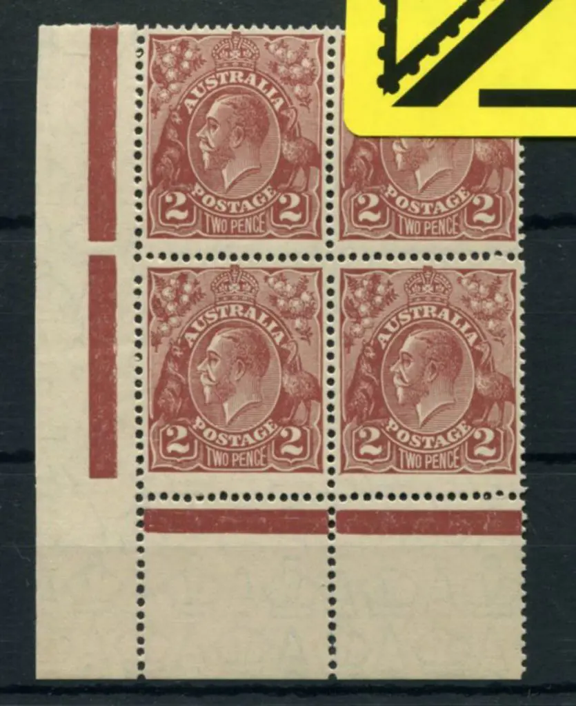 2d red-brown, Die II in lower left selvedge block ... Image 1++
