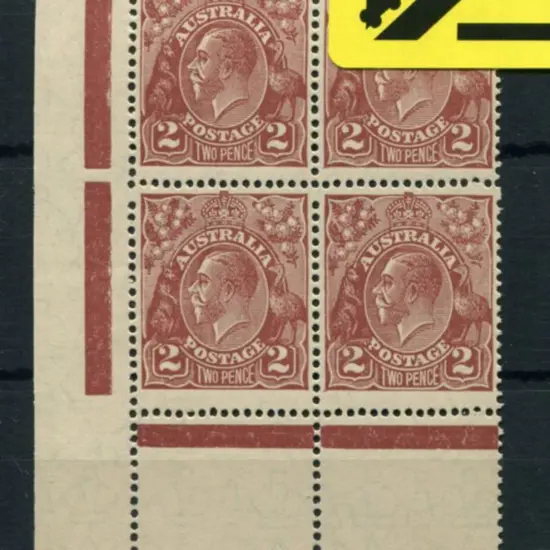 2d red-brown, Die II in lower left selvedge block ...