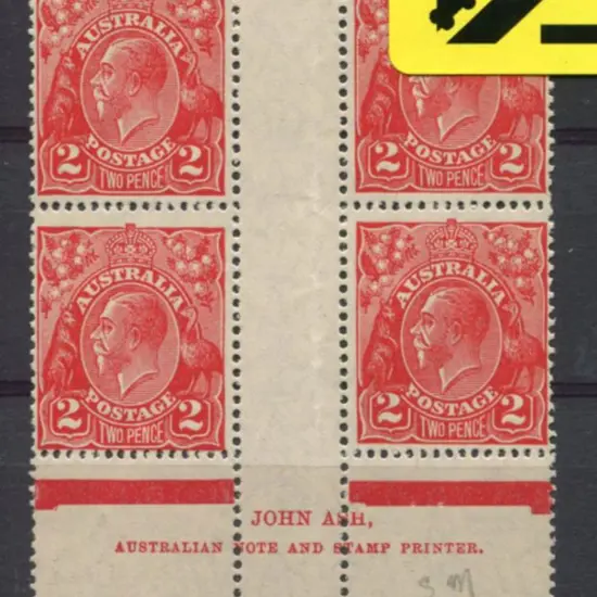 2d golden scarlet, Die II Ash imprint block of 4 ...