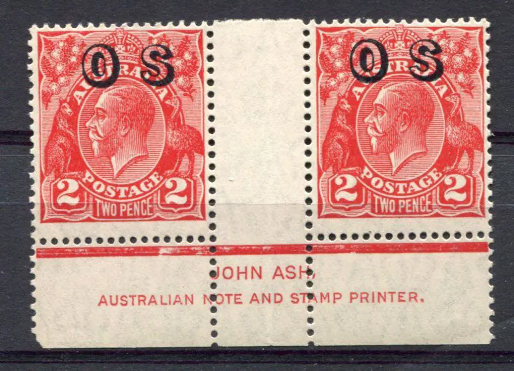 2d golden scarlet, Die II John Ash imprint pair ... Image 1++
