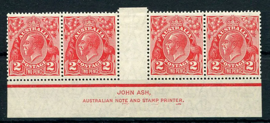 2d golden scarlet, Die II John Ash imprint strip ... Image 1++