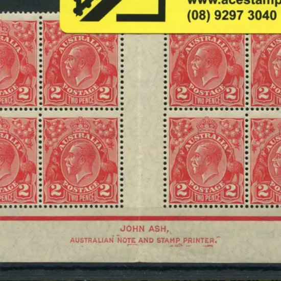 2d scarlet, Die III, Ash imprint block of 8. MUH. ...