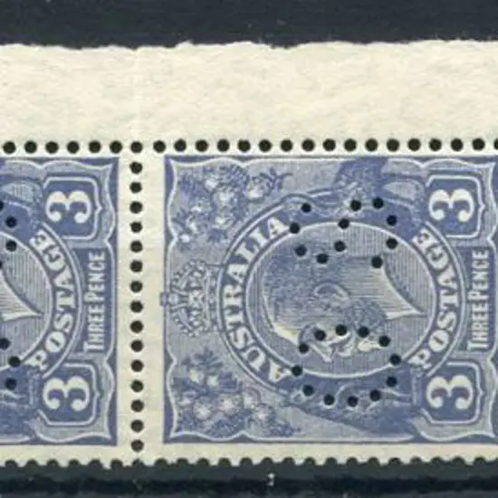 3d blue, Die II perfined "OS" vertical left pane ...