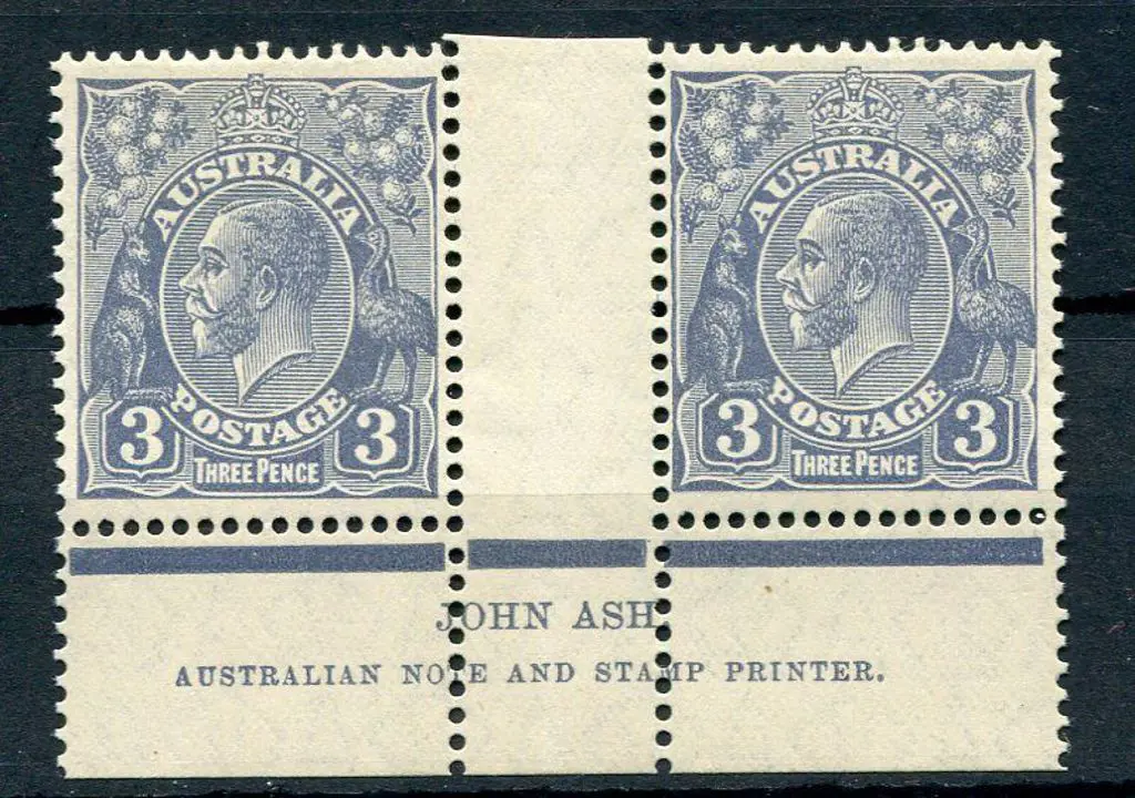 3d dull blue, Die II, Ash imprint pair. MLH. ACSC ... Image 1++