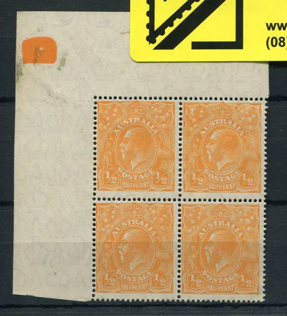 ½d orange selvedge block of 4 from the top left ... Image 1++